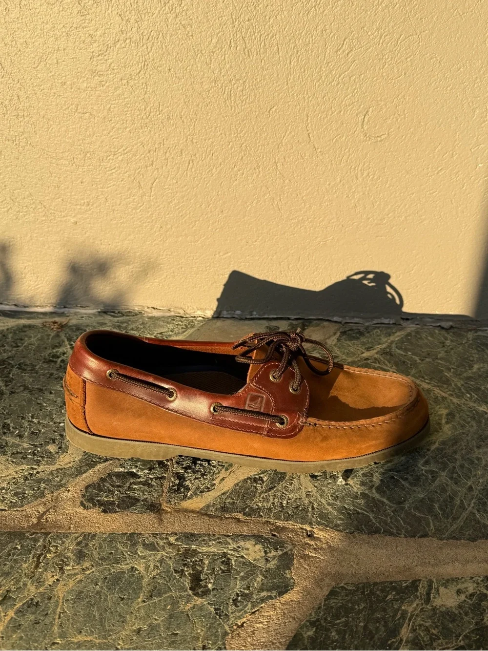 Sperry Two-Tone Brown Leather & Tan Suede Boat Shoes
